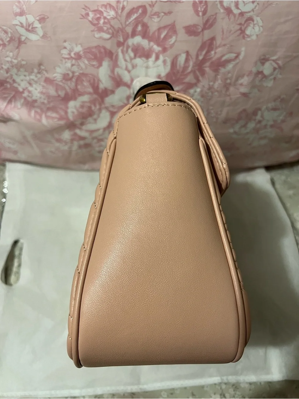 Inspired Pink Leather Quilted Top-Handle Bag